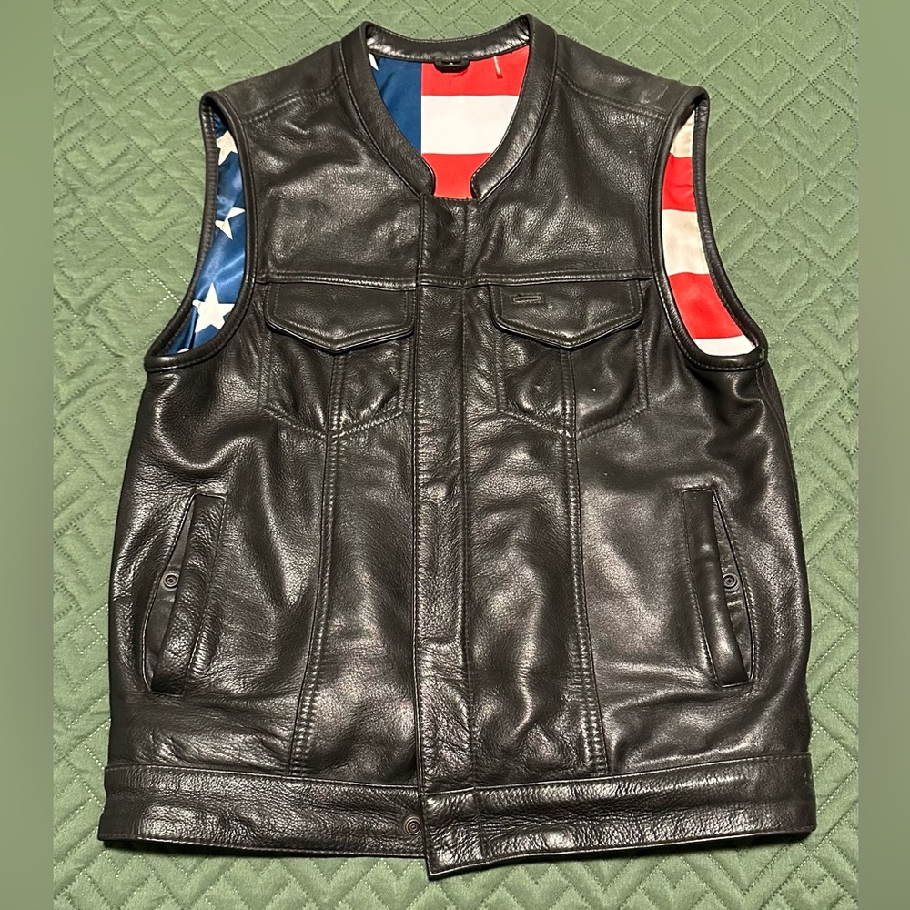 Leather motorcycle vest